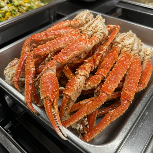 Crab legs on the buffet at Asian Buffet in Calgary
