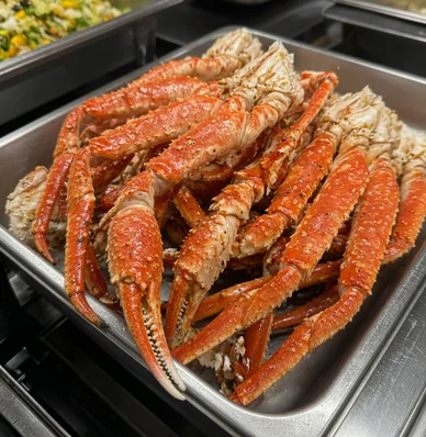 Crab legs on the buffet at Asian Buffet in Calgary