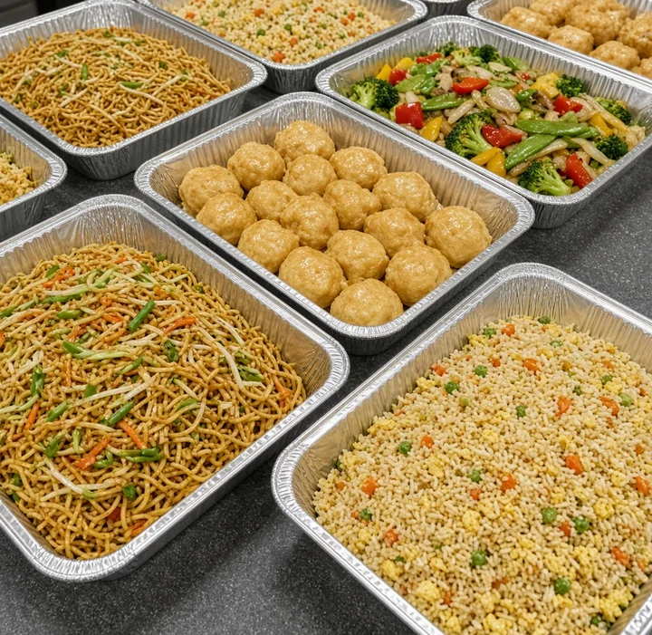 Catering party trays of Chinese food from Asian Buffet, Calgary